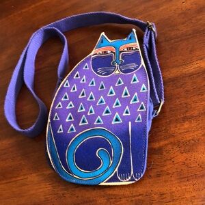 LAUREL BURCH Estate Purple + Indigo Blue Cutout Cat Crossbody Bag